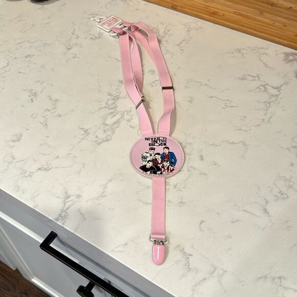 NEW KIDS ON THE BLOCK VINTAGE SUSPENDERS dead stock pink toddler - Picture 1 of 8